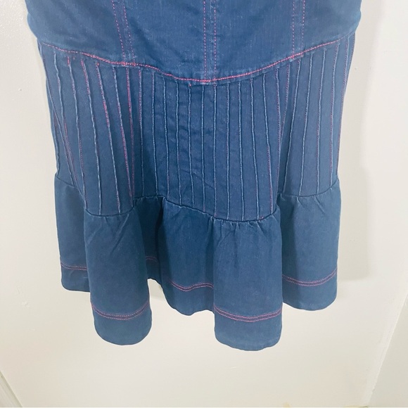 NEW Anthropologie Maeve Rosette Strapless Fit & Flare Denim Mini Dress Festival - Picture 10 of 11